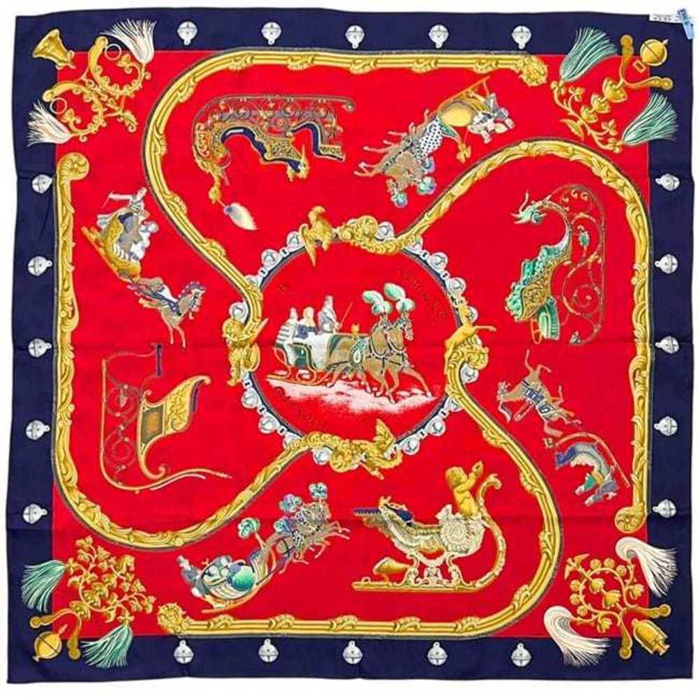 HERMES Red Silk Scarf - Picture 3 of 8